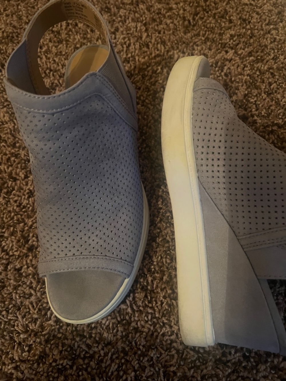 Perforated Open-Toe Wedge Sneakers in Light Gray - Picture 5 of 6